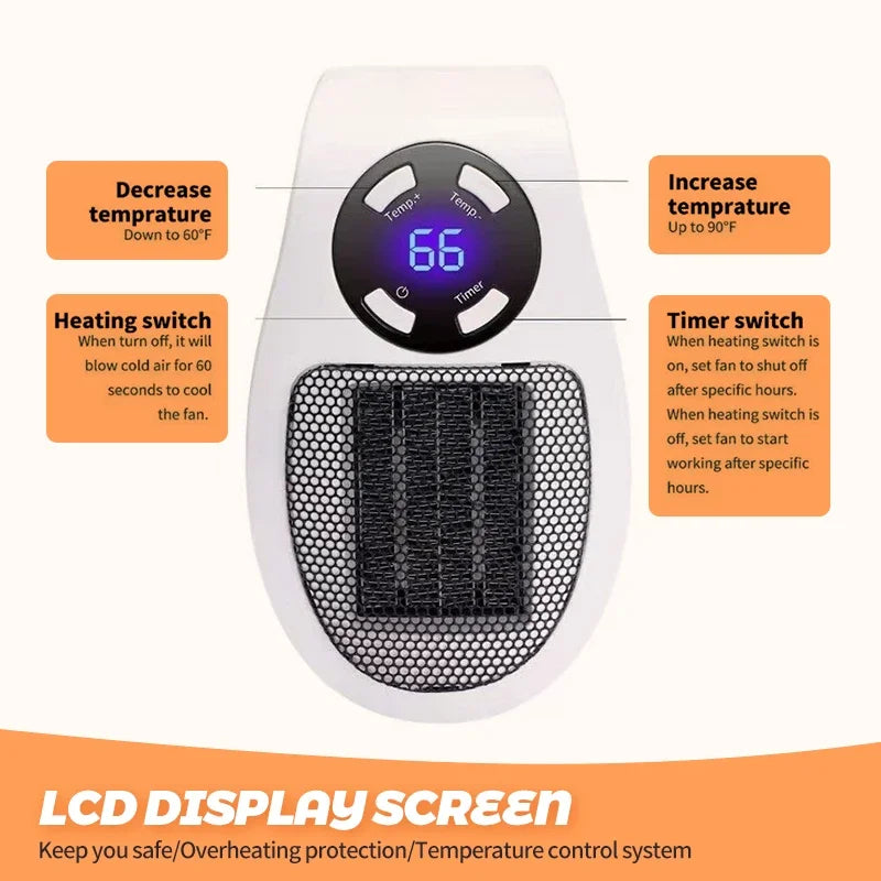 Home Mini Heater Multi-function Wall Mount Rapid Heating Intelligent Constant Temperature Low Noise Power Off Protection