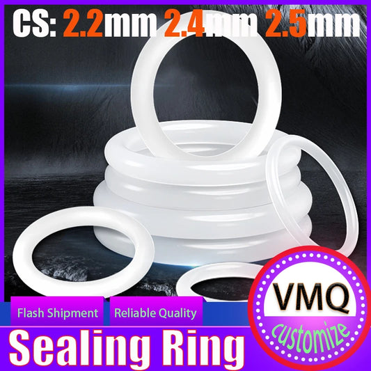 VMQ CS2.2mm CS2.4mm CS2.5mm White Silicone Sealing Ring Food Grade Silicone Insulation Shape Sealing O-ring Silicone Ring