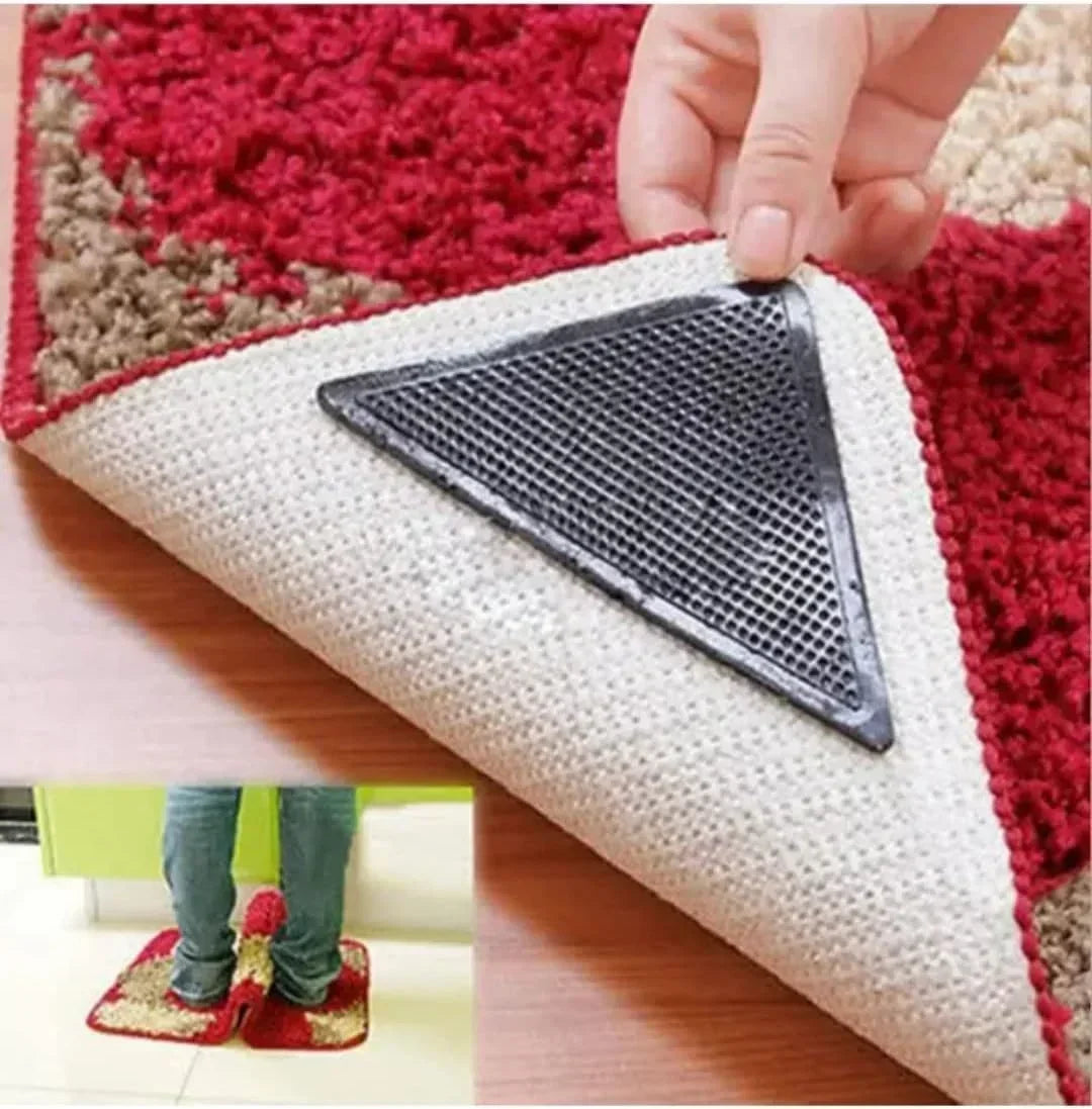 4/12pcs set Triangle Washable Rug Gripper Anti-slip Reusable Rubber Mat Non Slip Patch Tape for Tile Floors Carpets Corners Pad
