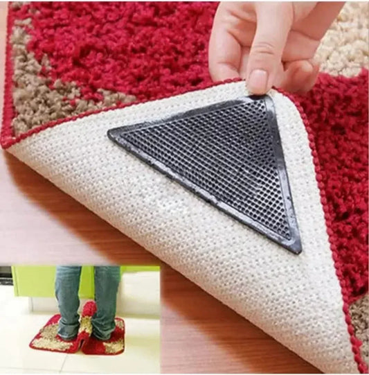 4/12pcs set Triangle Washable Rug Gripper Anti-slip Reusable Rubber Mat Non Slip Patch Tape for Tile Floors Carpets Corners Pad
