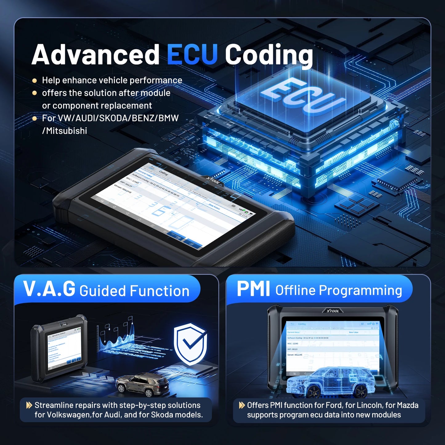 XTOOL D7W Bluetooth Diagnostic Tool All System Automotive Scanner Bi-Directional Control ECU Online Code Built in CAN FD DOIP