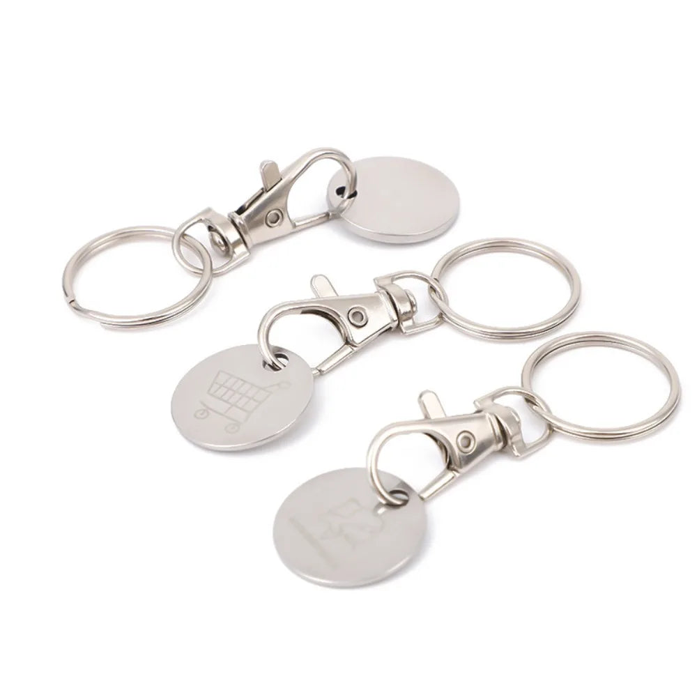 6pcs With Carabiner Hook Trolley Coin Keyring Metal Practical Shopping Cart Token Holder Universal Portable