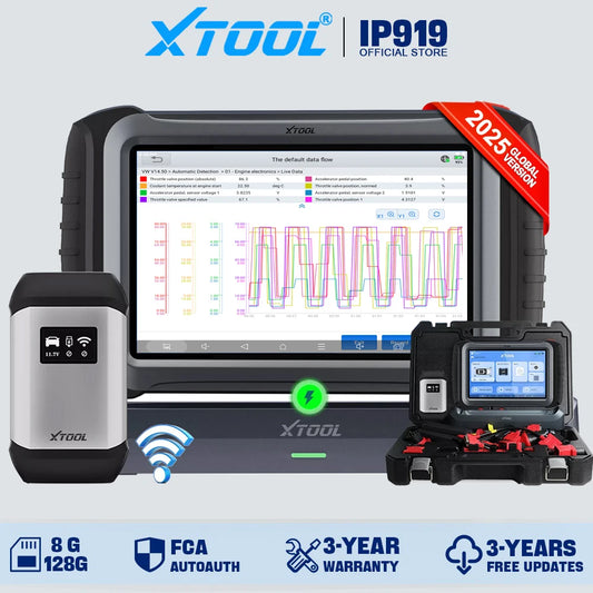 XTOOL IP919 Bluetooth Automotive Scanner ECU Coding 51+ Resets Car Diagnostic Tool Add PRE/POST SCAN Topology Map DOIP CANFD FCA