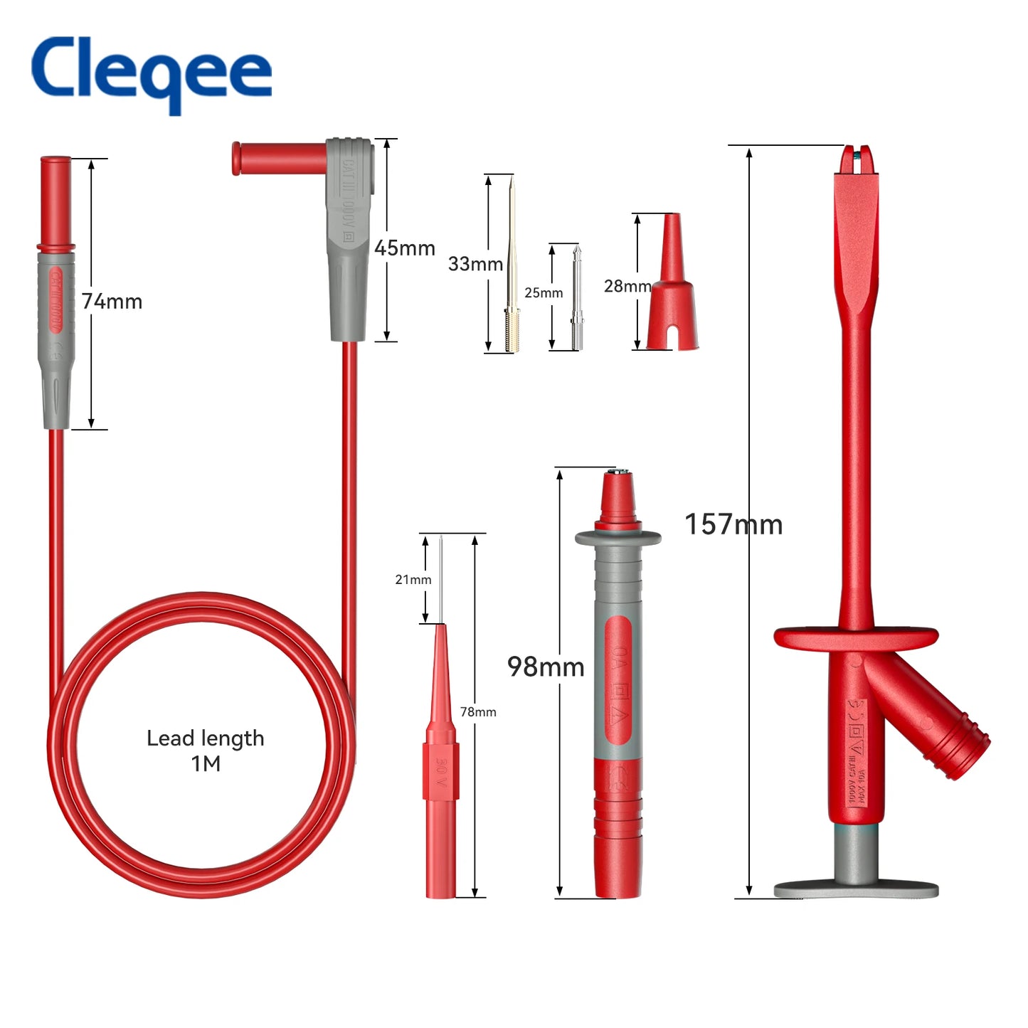 Cleqee CKT015 Multimeter Test Leads Kit with High Voltage Alligator Clip Test Hooks,Wire Piercing Probes,for Electrical Testing