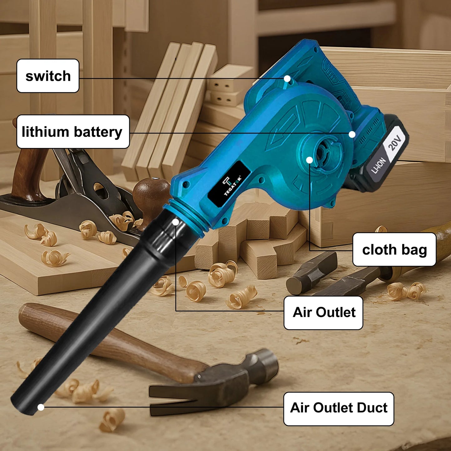 Brushless Electric Blade Blower Handheld Turbo Blower Multifunctional Blade and Snow Removal Tool with Battery